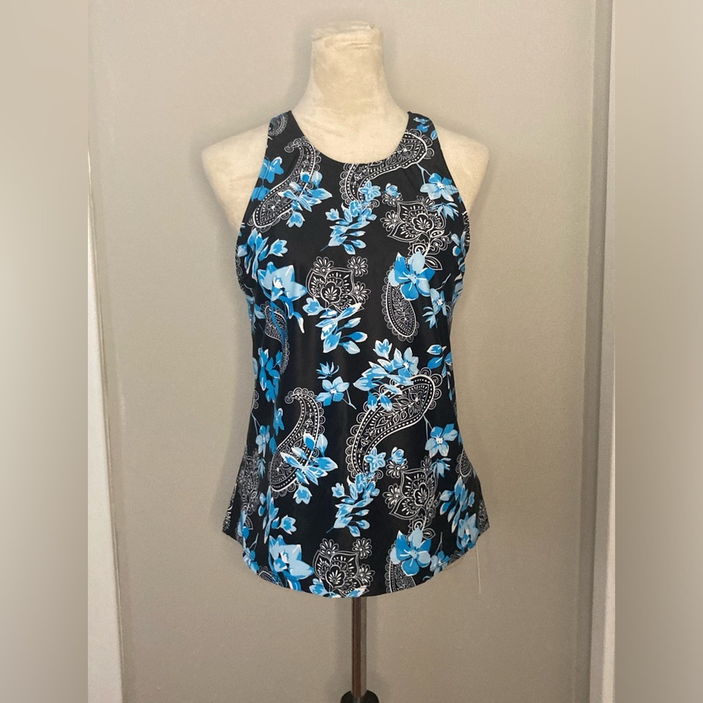 Holipick Blue and Black Tankini Top